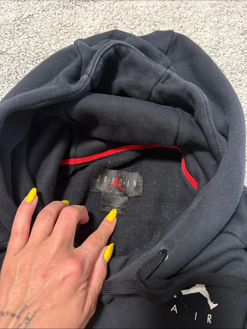 Jordan Black Hoodie with White Jumpman AIR Logo